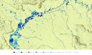 Modelled flood susceptibility and inundation-depth map