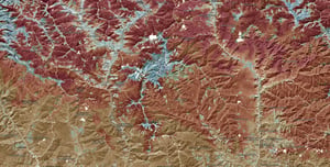 Wildfire severity map across Bhutan's mountainous terrain.