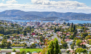 Hobart, the River Derwent and surrounding hills