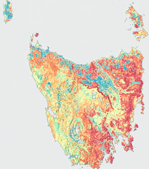 Tasmania Wildfire Index 2026 statewide analytical map
