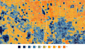 Heat susceptibility map with a 1 to 10 relative scale