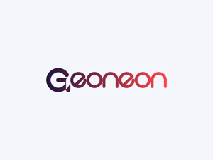 Geoneon gradient wordmark on light background